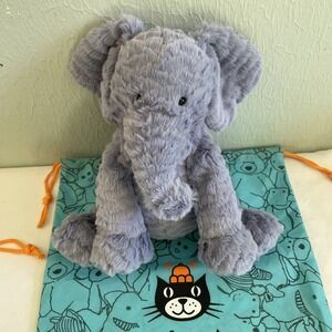 Jellycat Fuddlewuddle Elephant 23cm/9" Soft Plush Toy Stuffed Gray Euc W/dustbag